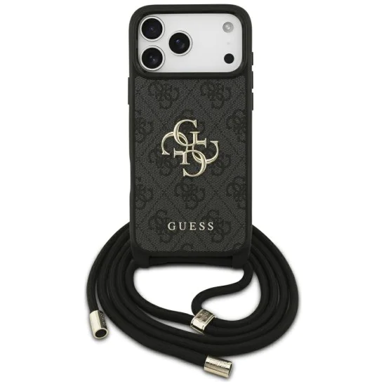 GUESS – твърд гръб Hardcase 4G CBDY Big Logo с шнур/връзка (Cord Strap) (GUHCP17XP4GMGCRK) – за iPhone 17 Pro Max – Черен