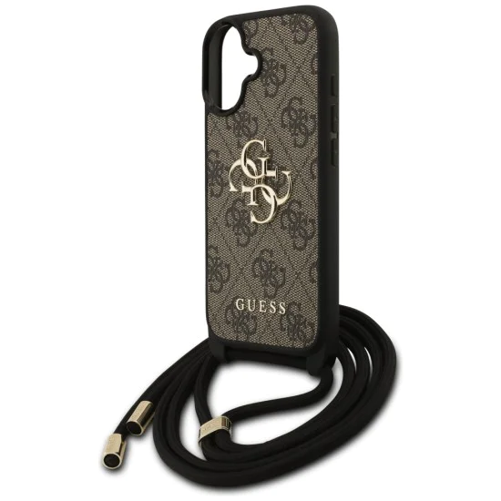 Калъф за iPhone 17 - Guess - Hardcase 4G CBDY Big Logo с каишка за шнур (GUHCP17SP4GMGCRW) - Кафяв