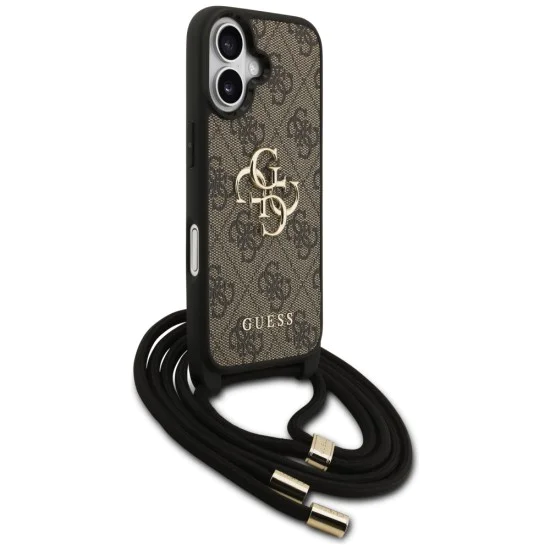 Калъф за iPhone 17 - Guess - Hardcase 4G CBDY Big Logo с каишка за шнур (GUHCP17SP4GMGCRW) - Кафяв