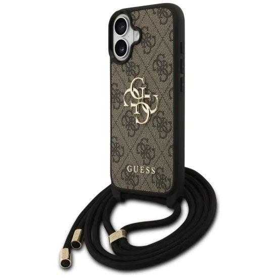 Калъф за iPhone 17 - Guess - Hardcase 4G CBDY Big Logo с каишка за шнур (GUHCP17SP4GMGCRW) - Кафяв