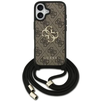 Калъф за iPhone 17 - Guess - Hardcase 4G CBDY Big Logo с каишка за шнур (GUHCP17SP4GMGCRW) - Кафяв