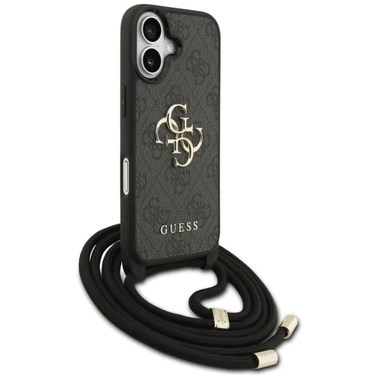Калъф за iPhone 17 - Guess - Hardcase 4G CBDY Big Logo с каишка за шнур (GUHCP17SP4GMGCRK) - Черен