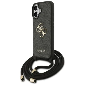 Калъф за iPhone 17 - Guess - Hardcase 4G CBDY Big Logo с каишка за шнур (GUHCP17SP4GMGCRK) - Черен