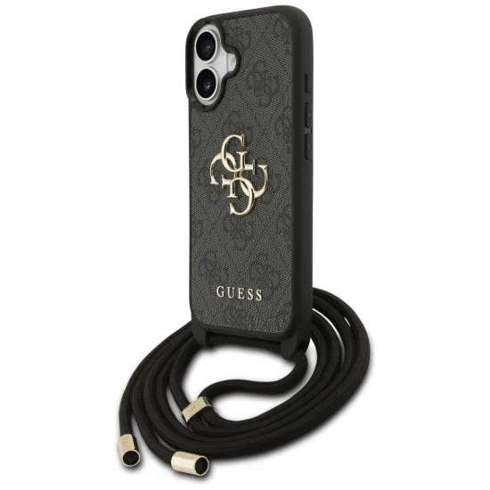 Калъф за iPhone 17 - Guess - Hardcase 4G CBDY Big Logo с каишка за шнур (GUHCP17SP4GMGCRK) - Черен