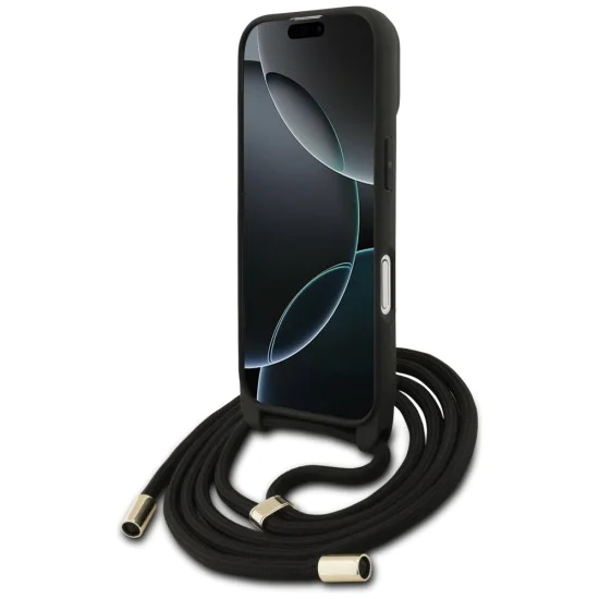 Калъф за iPhone 17 - Guess - Hardcase 4G CBDY Big Logo с каишка за шнур (GUHCP17SP4GMGCRK) - Черен
