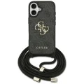 Калъф за iPhone 17 - Guess - Hardcase 4G CBDY Big Logo с каишка за шнур (GUHCP17SP4GMGCRK) - Черен