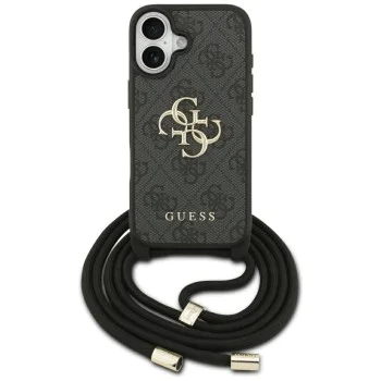 Калъф за iPhone 17 - Guess - Hardcase 4G CBDY Big Logo с каишка за шнур (GUHCP17SP4GMGCRK) - Черен