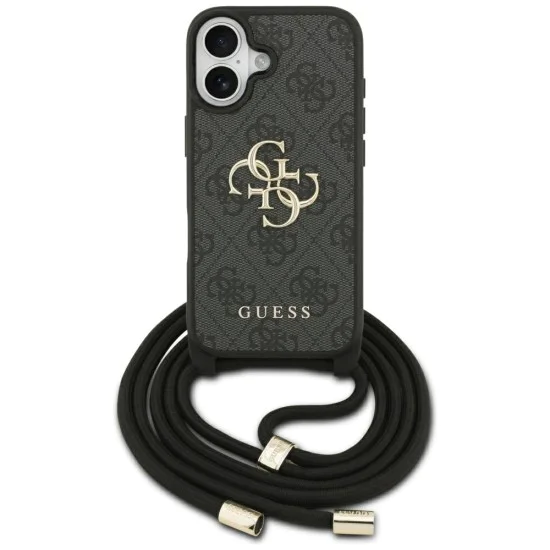 Калъф за iPhone 17 - Guess - Hardcase 4G CBDY Big Logo с каишка за шнур (GUHCP17SP4GMGCRK) - Черен