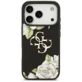 Калъф за iPhone 17 Pro - Guess - Hardcase 4G Grained Roses Big Logo (GUHCP17LPGROP4MK) - Черен