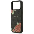 Калъф за iPhone 17 Pro - Guess - Hardcase 4G с принт на цветя MagSafe (GUHMP17LP4ROPEMCK) - Черен