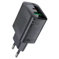 Acefast - Зарядно за стена (A78) - GaN, Бързо зареждане, USB, Type-C, PD20W, 5V/3A, Smart Chip - Черно