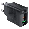 Acefast - Зарядно за стена (A78) - GaN, Бързо зареждане, USB, Type-C, PD20W, 5V/3A, Smart Chip - Черно