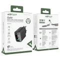 Acefast - Зарядно за стена (A78) - GaN, Бързо зареждане, USB, Type-C, PD20W, 5V/3A, Smart Chip - Черно