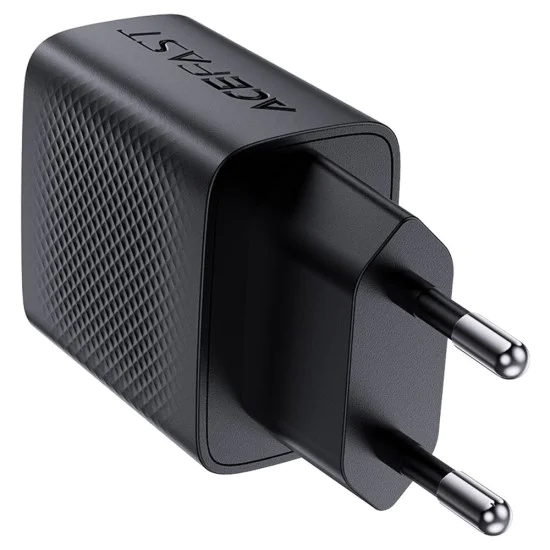 Acefast - Зарядно за стена (A78) - GaN, Бързо зареждане, USB, Type-C, PD20W, 5V/3A, Smart Chip - Черно