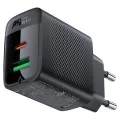 Acefast - Зарядно за стена (A78) - GaN, Бързо зареждане, USB, Type-C, PD20W, 5V/3A, Smart Chip - Черно