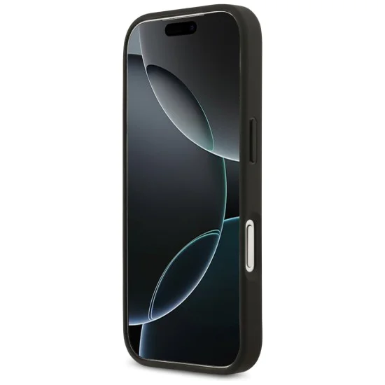Калъф за iPhone 17 Pro Max - Guess - Hardcase 4G Grained Roses Big Logo (GUHCP17XPGROP4MK) - Черен