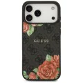 Калъф за iPhone 17 Pro Max - Guess - Hardcase 4G с принт на цветя MagSafe (GUHMP17XP4ROPEMCK) - Черен