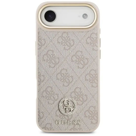 Калъф за iPhone 17 Air - Guess - Hardcase 4G Strass Logo & Big Strap (GUHMP17MP4G4DCSP) - Розов