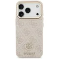 Калъф за iPhone 17 Pro - Guess - Hardcase 4G Strass Logo & Big Strap (GUHMP17LP4G4DCSP) - Розов