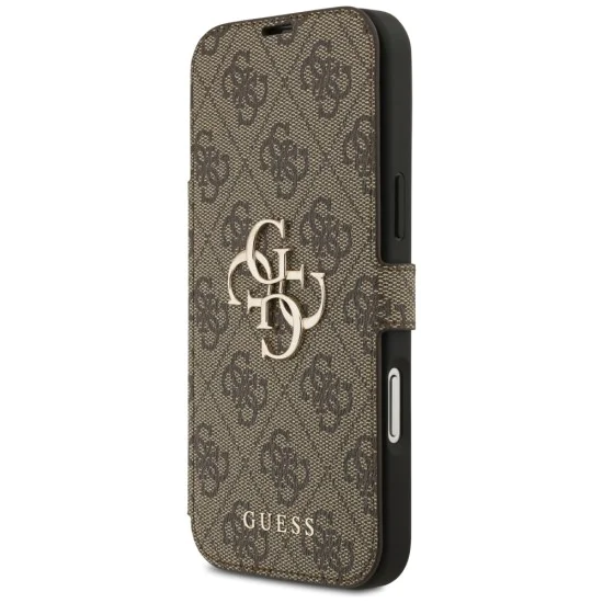 Калъф за iPhone 17 Pro Max - Guess - Book 4G Metal Logo (GUBKP17X4GMGBR) - Кафяв