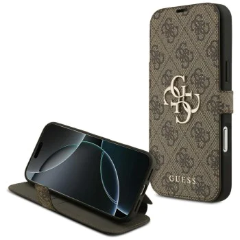Калъф за iPhone 17 Pro Max - Guess - Book 4G Metal Logo (GUBKP17X4GMGBR) - Кафяв