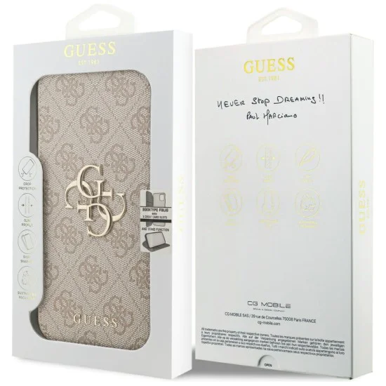 Калъф за iPhone 17 Pro Max - Guess - Book 4G Metal Logo (GUBKP17X4GMGPI) - Розов