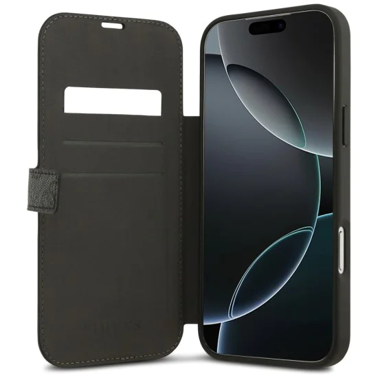 Калъф за iPhone 17 Pro Max - Guess - Book 4G Metal Logo (GUBKP17X4GMGGR) - Черен