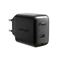 Acefast - Зарядно за стена (A1) - Бързо зареждане, Type-C, PD20W, QC 3.0, 5V/2.4A, Smart Chip, V0 противопожарна защита - Черно