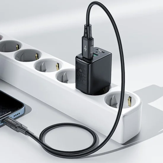 Acefast - Зарядно за стена (A33) - Двоен порт, Бързо зареждане 2x USB, QC18W - Черно