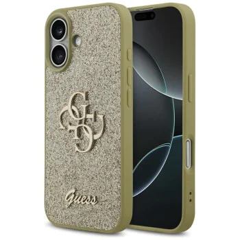 Калъф за iPhone 17 - Guess - Fixed Glitter Big 4G (GUHCP17SHG4SGD) - Златист