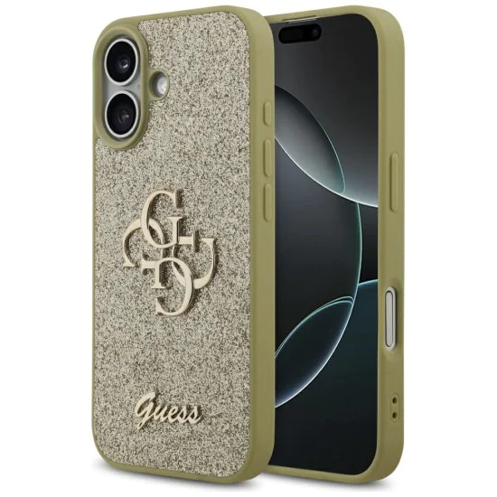 Калъф за iPhone 17 - Guess - Fixed Glitter Big 4G (GUHCP17SHG4SGD) - Златист