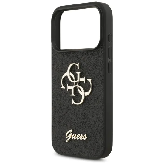 Калъф за iPhone 17 Pro - Guess - Fixed Glitter Big 4G (GUHCP17LHG4SGK) - Черен