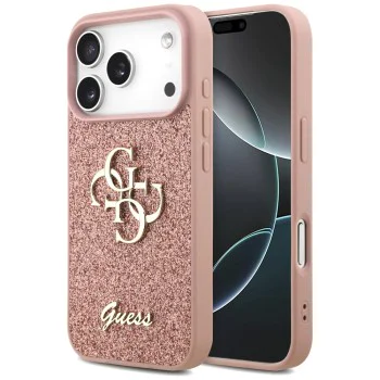 Калъф за iPhone 17 Pro - Guess - Fixed Glitter Big 4G (GUHCP17LHG4SGP) - Розов