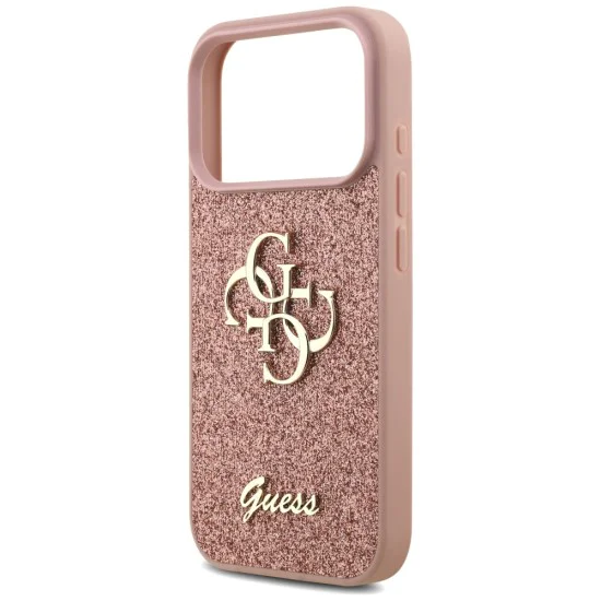 Калъф за iPhone 17 Pro - Guess - Fixed Glitter Big 4G (GUHCP17LHG4SGP) - Розов