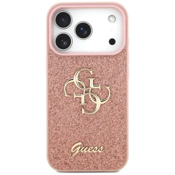 Калъф за iPhone 17 Pro - Guess - Fixed Glitter Big 4G (GUHCP17LHG4SGP) - Розов