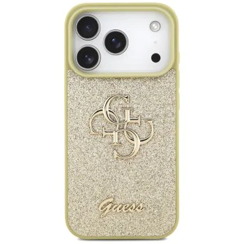 Калъф за iPhone 17 Pro - Guess - Fixed Glitter Big 4G (GUHCP17LHG4SGD) - Златист