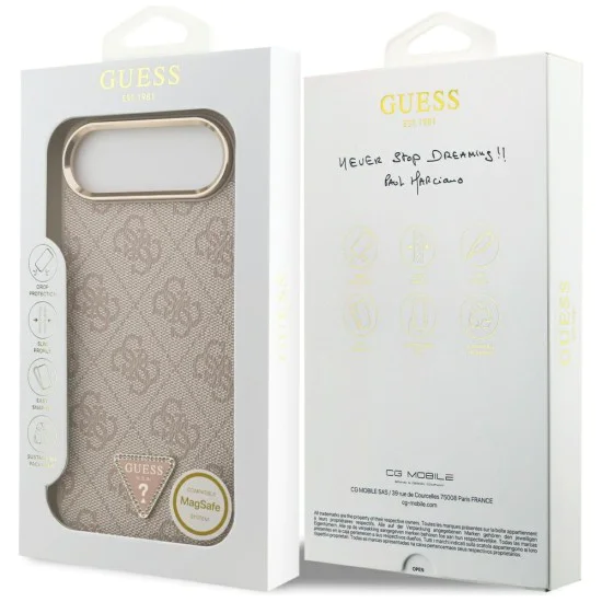 Калъф за iPhone 17 Air - Guess - Hardcase 4G Triangle Logo MagSafe (GUHMP17MP4GTDGMP) - Розов