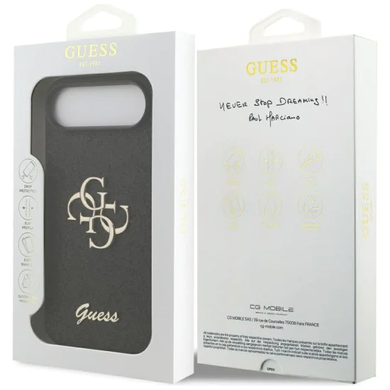 Калъф за iPhone 17 Air - Guess - Fixed Glitter Big 4G (GUHCP17MHG4SGK) - Черен