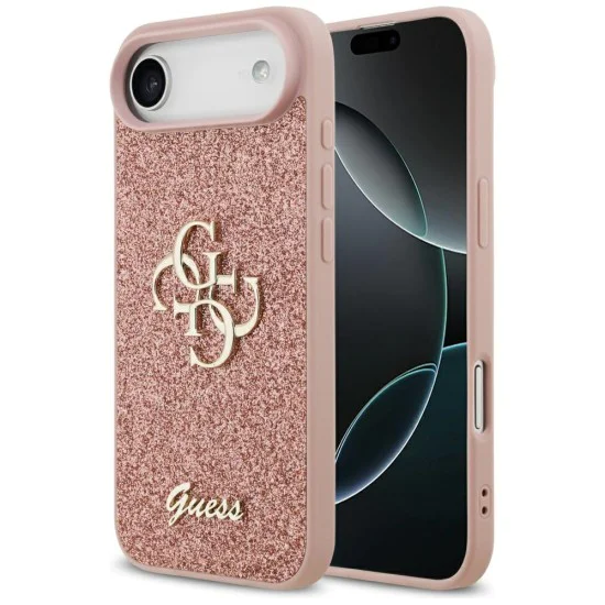 Калъф за iPhone 17 Air - Guess - Fixed Glitter Big 4G (GUHCP17MHG4SGP) - Розов