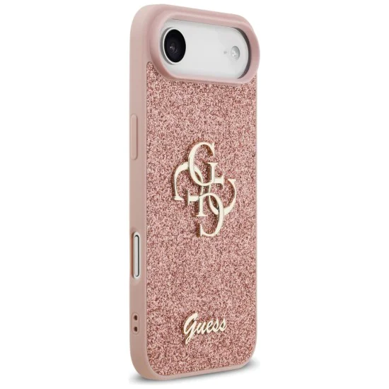 Калъф за iPhone 17 Air - Guess - Fixed Glitter Big 4G (GUHCP17MHG4SGP) - Розов