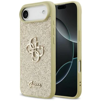 Калъф за iPhone 17 Air - Guess - Fixed Glitter Big 4G (GUHCP17MHG4SGD) - Златист