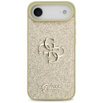 Калъф за iPhone 17 Air - Guess - Fixed Glitter Big 4G (GUHCP17MHG4SGD) - Златист