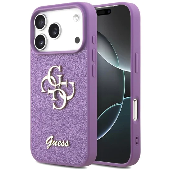 Калъф за iPhone 17 Pro - Guess - Fixed Glitter Big 4G (GUHCP17LHG4SGL) - Люляк - Лилав