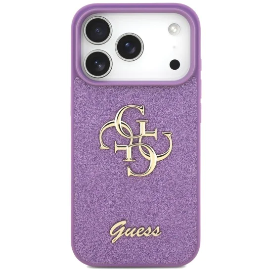 Калъф за iPhone 17 Pro - Guess - Fixed Glitter Big 4G (GUHCP17LHG4SGL) - Люляк - Лилав