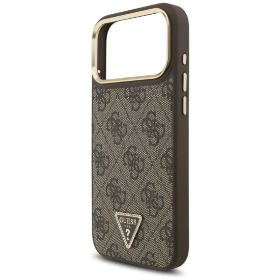 Калъф за iPhone 17 Pro Max - Guess - Hardcase 4G Triangle Logo MagSafe (GUHMP17XP4GTDGMW) - Кафяв