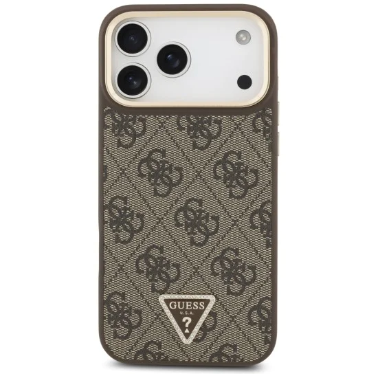 Калъф за iPhone 17 Pro Max - Guess - Hardcase 4G Triangle Logo MagSafe (GUHMP17XP4GTDGMW) - Кафяв