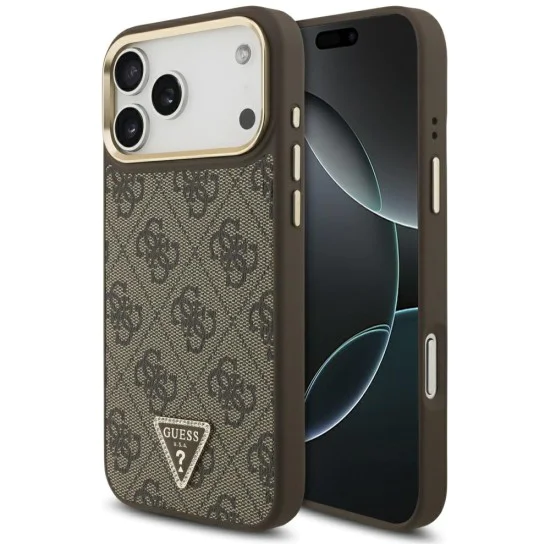 Калъф за iPhone 17 Pro Max - Guess - Hardcase 4G Triangle Logo MagSafe (GUHMP17XP4GTDGMW) - Кафяв