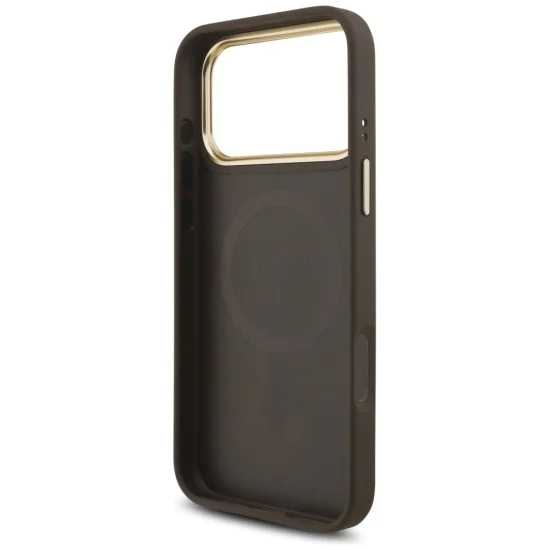 Калъф за iPhone 17 Pro - Guess - Hardcase 4G Triangle Logo MagSafe (GUHMP17LP4GTDGMW) - Кафяв