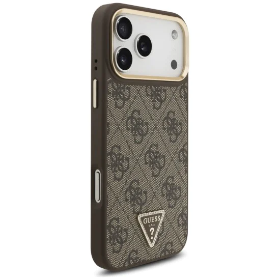 Калъф за iPhone 17 Pro - Guess - Hardcase 4G Triangle Logo MagSafe (GUHMP17LP4GTDGMW) - Кафяв