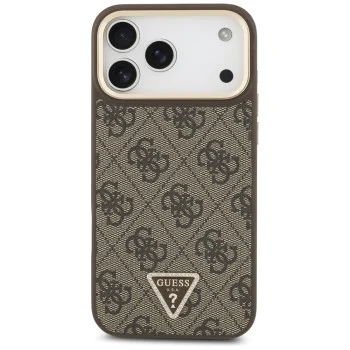 Калъф за iPhone 17 Pro - Guess - Hardcase 4G Triangle Logo MagSafe (GUHMP17LP4GTDGMW) - Кафяв